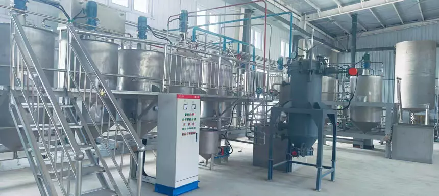 Mini rice bran oil refinery plant