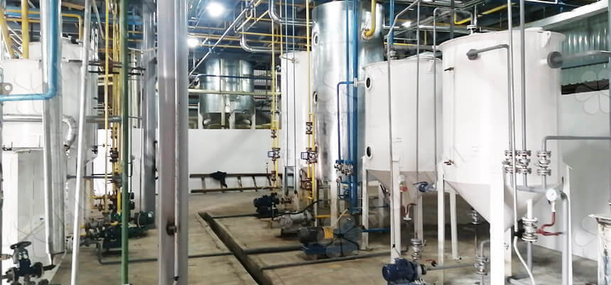 Semi-continuous palm oil refinery plant