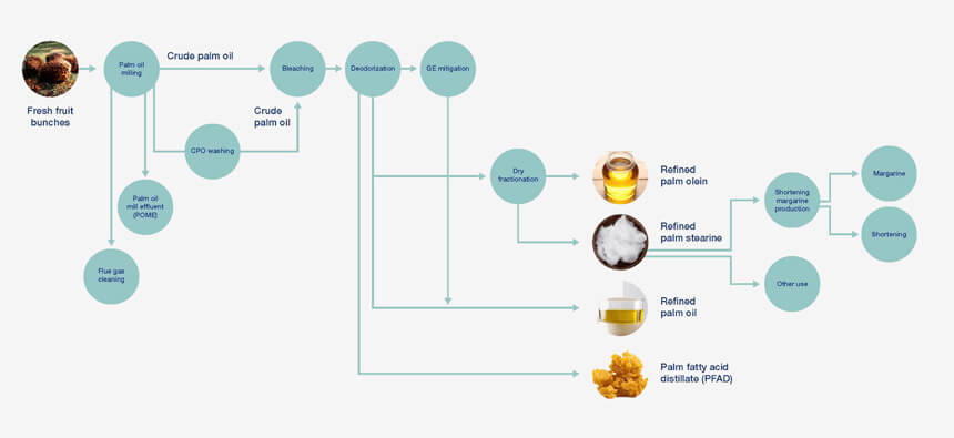 Palm oil refining process flow chart