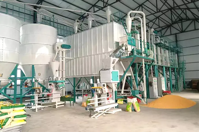 Corn processing sifting and packing station